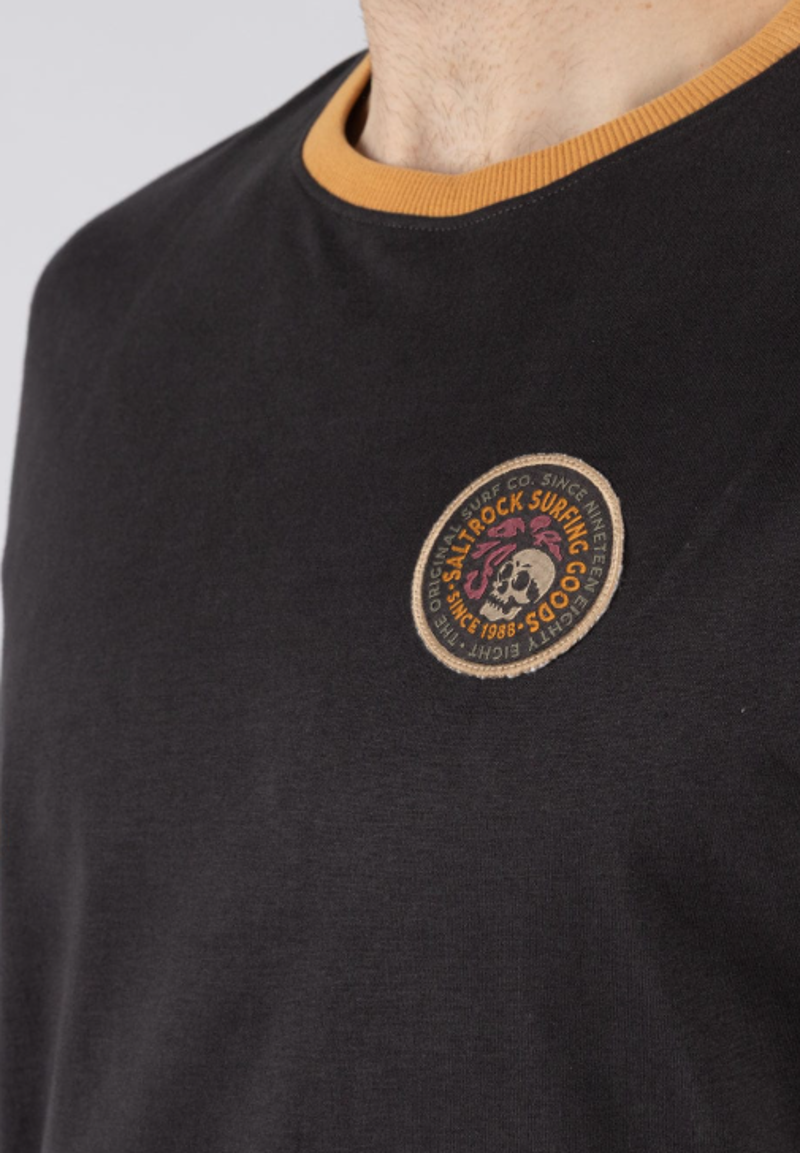 Saltrock Men's Trail Badge Ringer SS Tee - Dark Grey-4