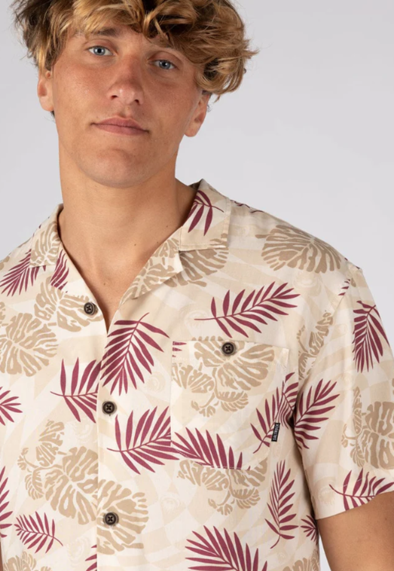 Saltrock Men's Warp Surf AOP Shirt - Cream-5
