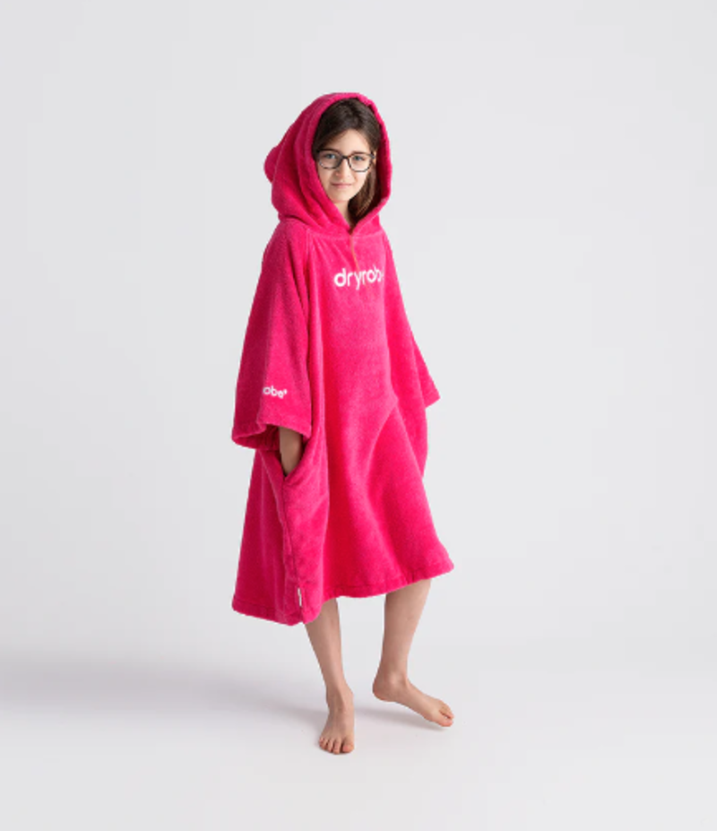 Dryrobe Kids Organic Cotton Towel Robe - Hot Pink-1