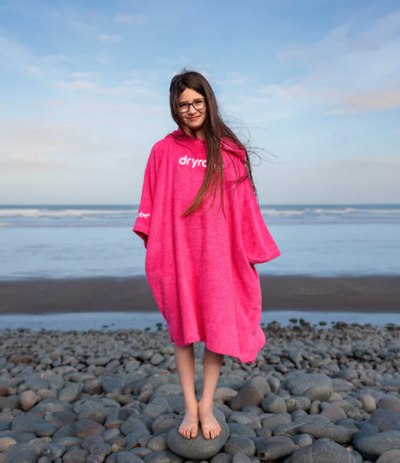 Dryrobe Kids Organic Cotton Towel Robe - Hot Pink-4