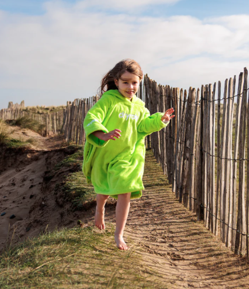 Dryrobe Kids Organic Cotton Towel Robe - Lime Green-4