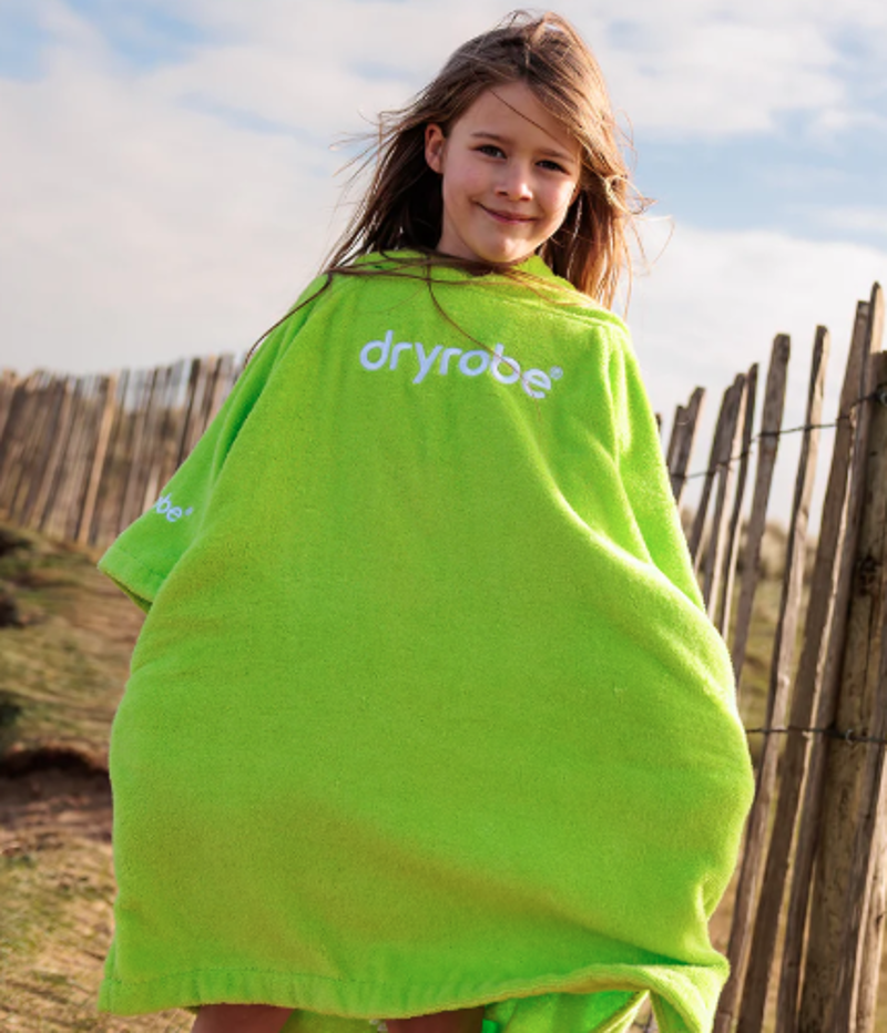 Dryrobe Kids Organic Cotton Towel Robe - Lime Green-3