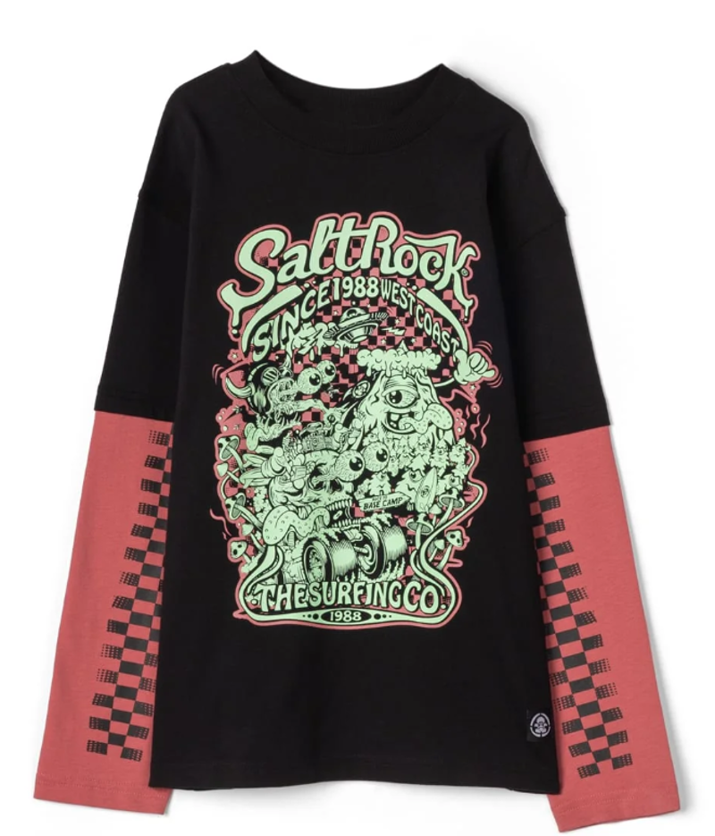 Saltrock Kid's Racing To Base LS Tee - Black-5
