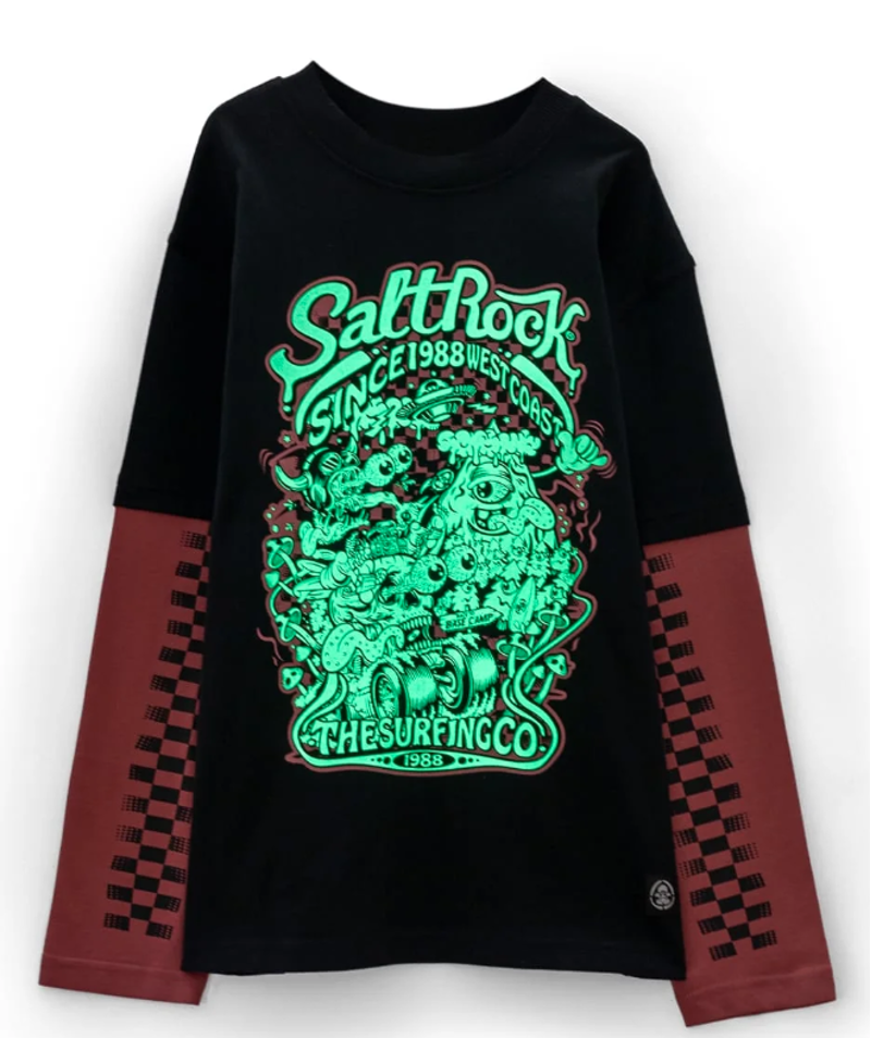Saltrock Kid's Racing To Base LS Tee - Black-4