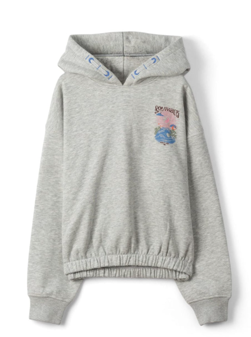 Saltrock Kids Surf Synergy Cropped Pop Hoody - Light Grey-1