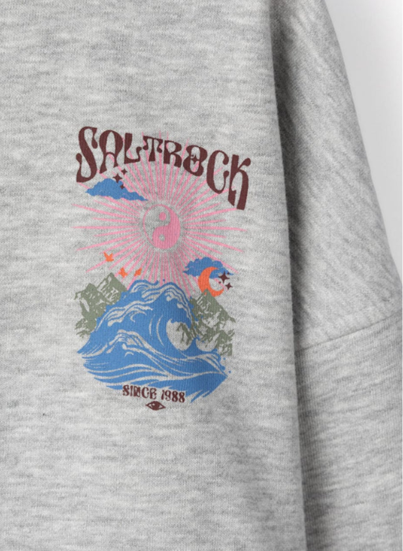 Saltrock Kids Surf Synergy Cropped Pop Hoody - Light Grey-2