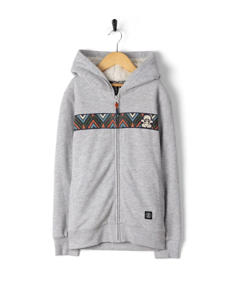 Saltrock Kid's Treehouse Stripe Fur Lined Hoodie - Grey