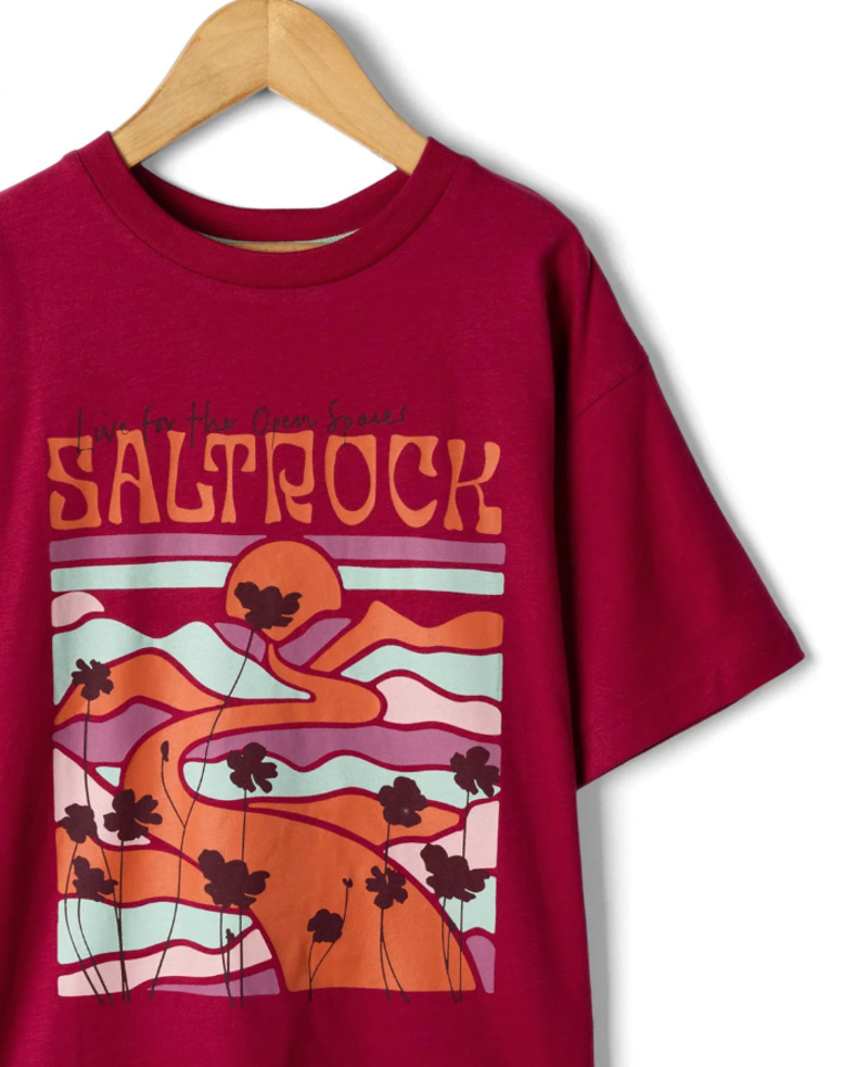 Saltrock Kid's Vista Landscape SS Tee - Dark Pink-2