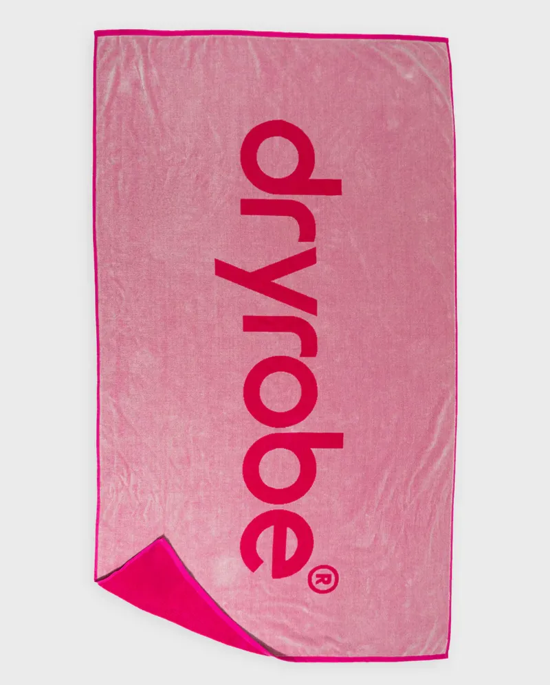 Dryrobe Organic Beach Towel - Pink/Light Grey