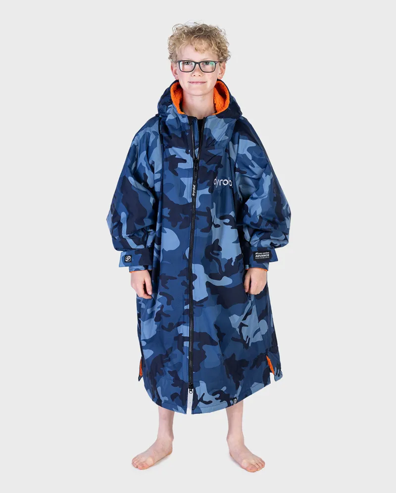 Dryrobe Kids Long Sleeve Blue Camo/Orange-1