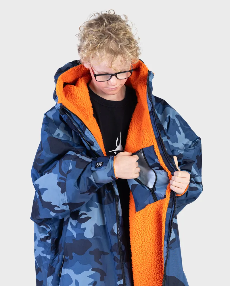 Dryrobe Kids Long Sleeve Blue Camo/Orange-4
