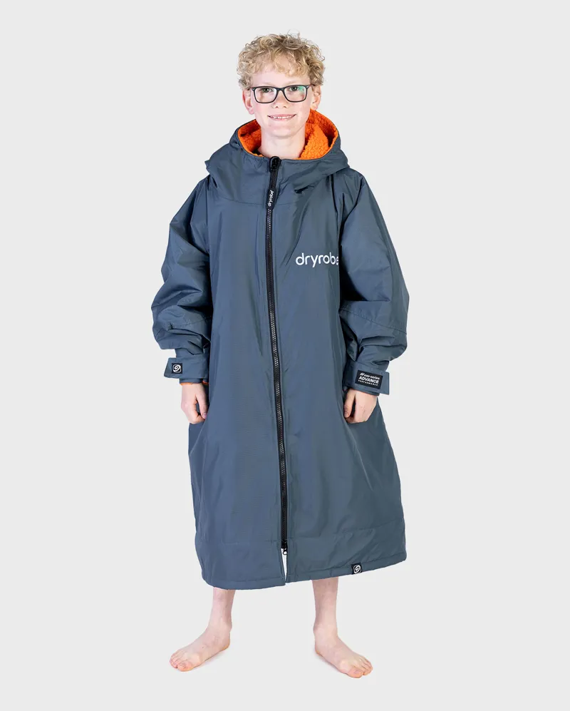 Dryrobe Kids Long Sleeve Dark Grey/Orange-2