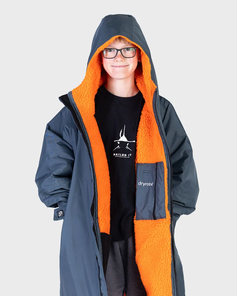 Dryrobe Kids Long Sleeve Dark Grey/Orange-1