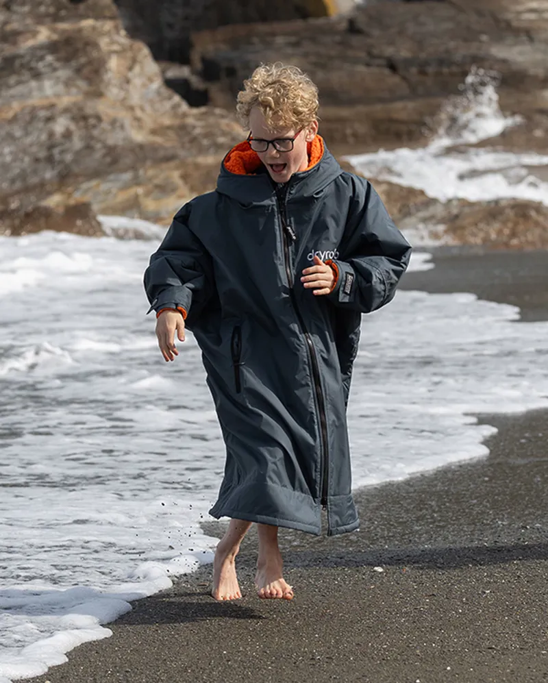 Dryrobe Kids Long Sleeve Dark Grey/Orange-6