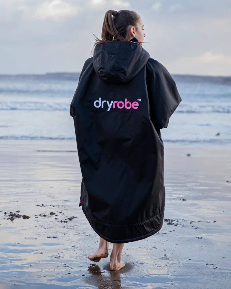 Dryrobe Kids Long Sleeve Black/Pink-3
