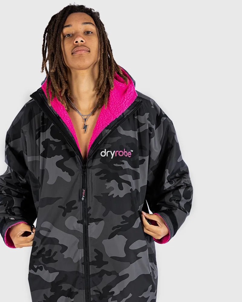 Dryrobe Long Sleeve Black Camo/Pink -1