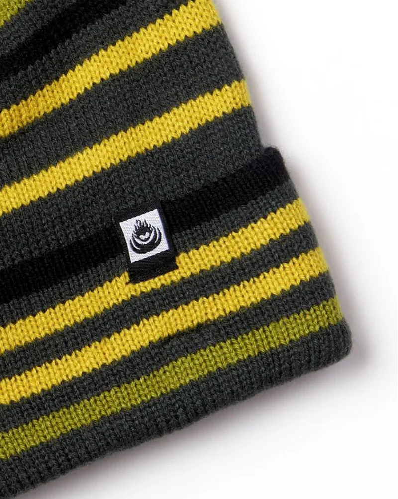 Saltrock OK Stripe Beanie - Dark Grey/Green-1