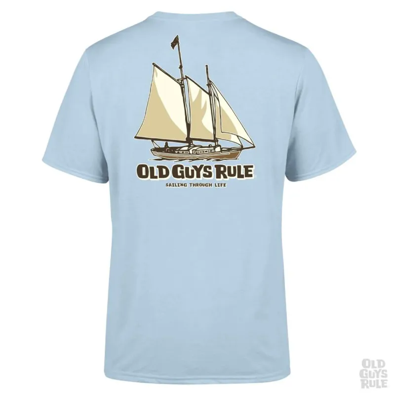 Old Guys Rule Sailing Through Life SS Tee - Light Blue