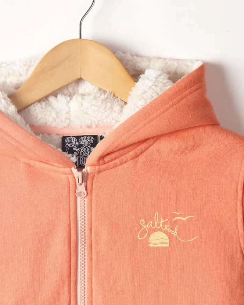 Saltrock Kid's Waveline Borg Lined Zip Hoodie - Orange-1